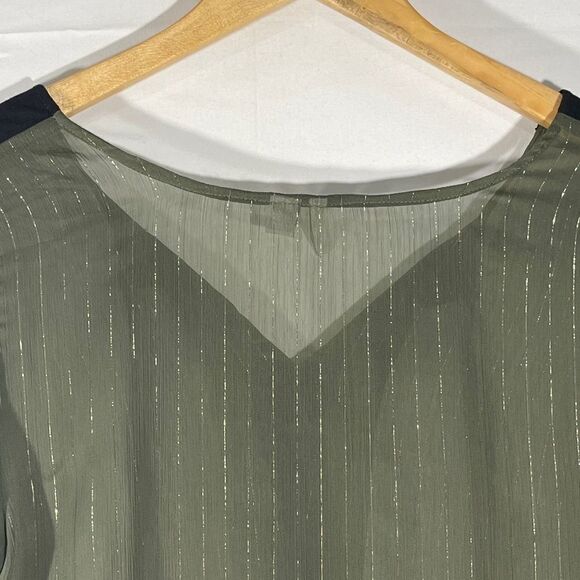 Cato  Navy Green See Through Blouse - Picture 8 of 10